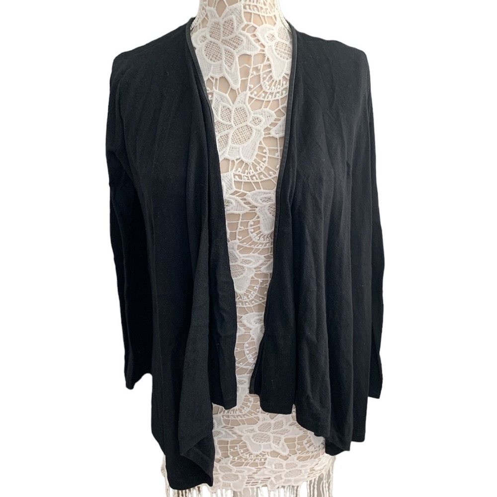 Alice + Olivia Leather Trim Cardigan sz M